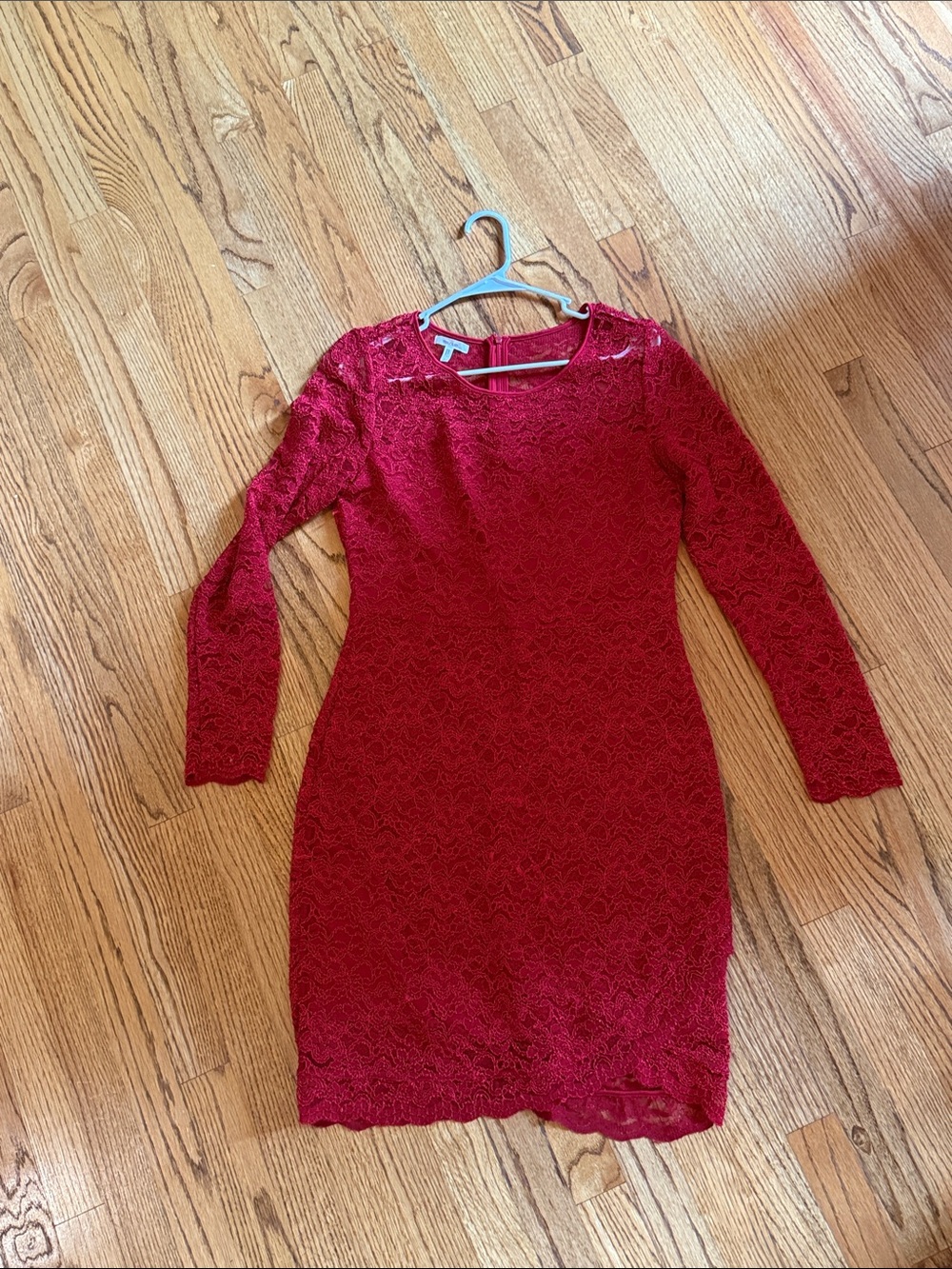 Maurices Red Lace Long-Sleeve Sheath Dress